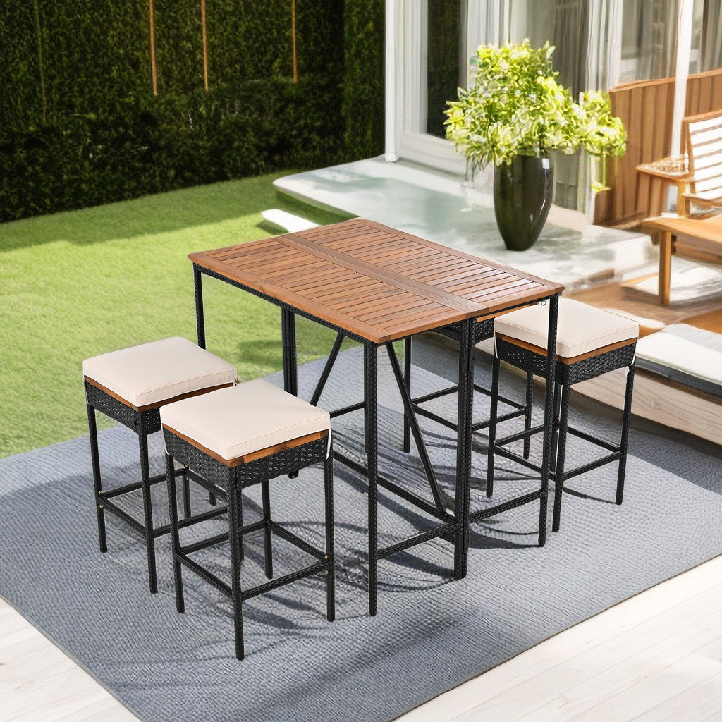 Latitude Run Llanas 4 Person Rectangular Outdoor Dining Set With